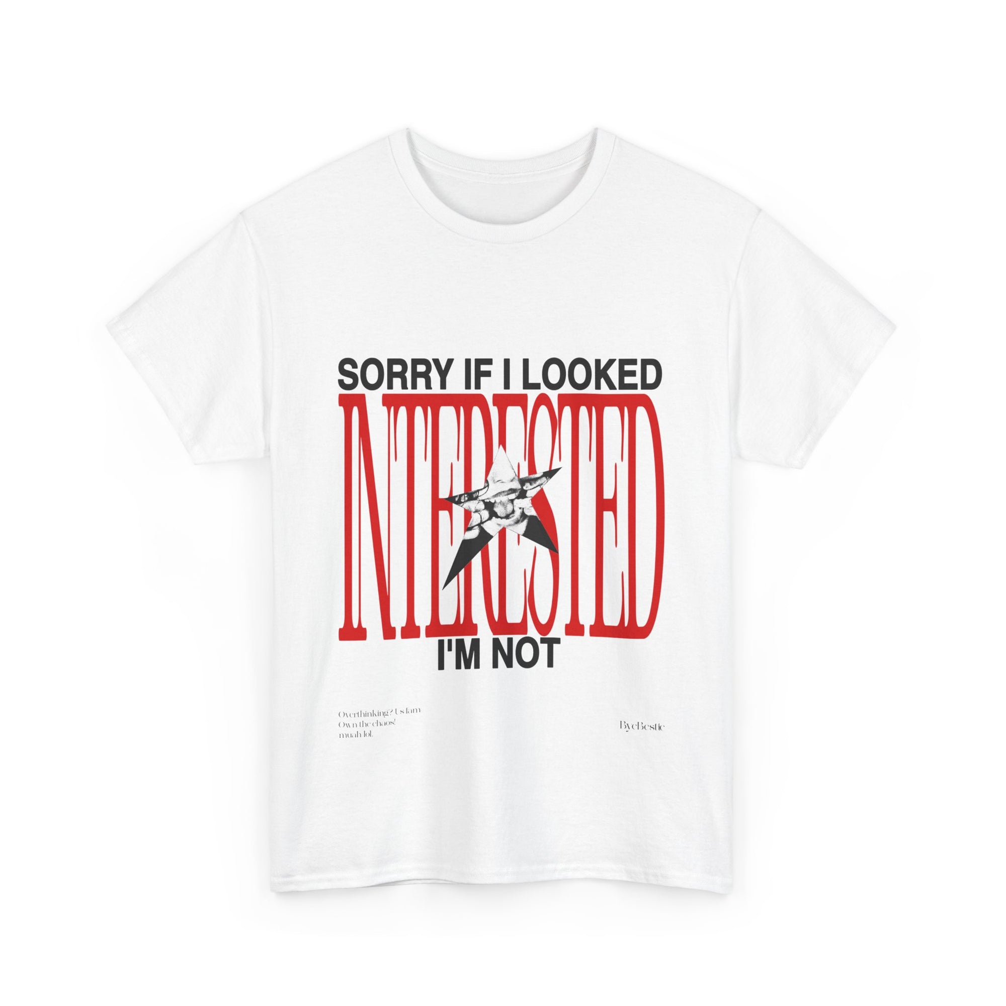 Unisex Heavy Cotton Tee - Sorry If I Looked Interested, I'm Not - Funny Graphic Tee, Casual Wear, Gift for Him, Gift for Her, Humor T-Shirt